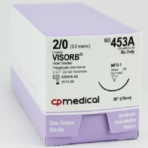 CP MEDICAL VISORB ABSORBABLE SUTURE 2;0 PGA Violet 30" FS-1