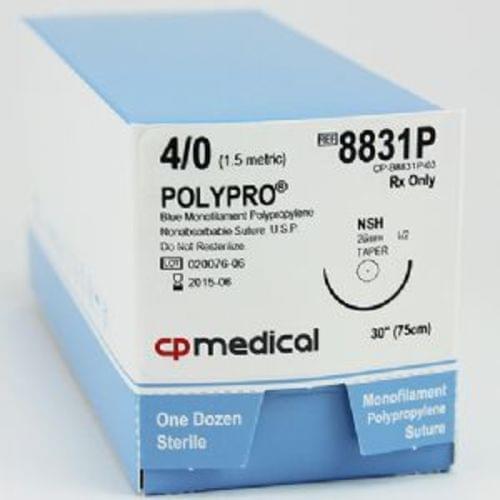 CP MEDICAL POLYPRO NON-ABSORBABLE SUTURE 4;0 Polypropylene Blue Mono 30" SH