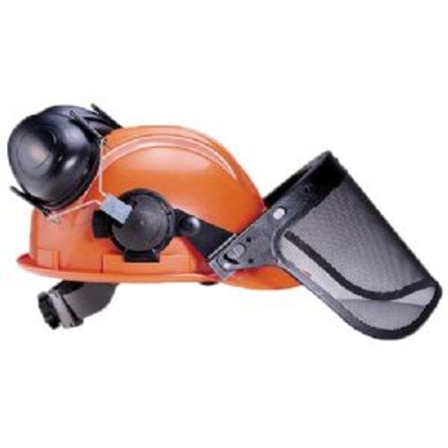 Tasco Woodsman Forestry System Hard Hat Model 6030 24NRR SoundStar with Six-Point Ratchet Suspension Steel Mesh Face Screen