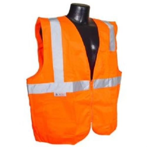 SV2Z ECONOMY CLASS 2 SAFETY VEST SOLID  W/ ZIPPER HI-VIZ ORANGE SMALL