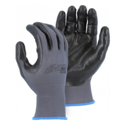 Foamed Nitrile Palm Coated, Seamless 13 Gauge Nylon Liner, Black On Gray - Large