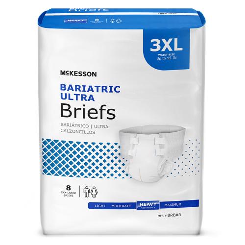 3XL - Unisex Adult Incontinence Brief Ultra Bariatric Disposable Heavy Absorbency with tabs