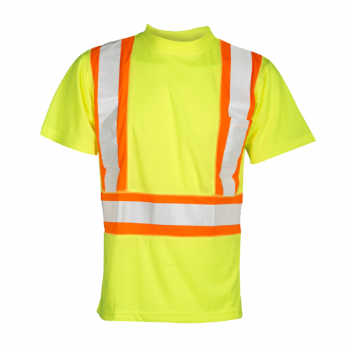 T-Shirt with Flat Stitch Panels - Yellow/Lime LARGE