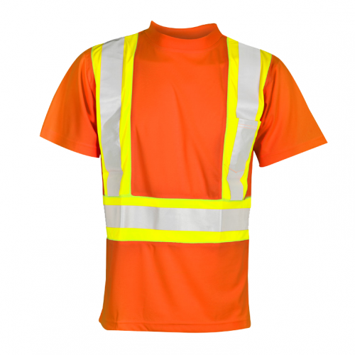 T-Shirt with Flat Stitch Panels - Orange EXTRA LARGE
