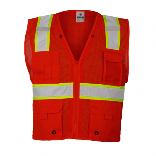 Enhanced Visibility Multi-Pocket Mesh Vest Red 4X-5X