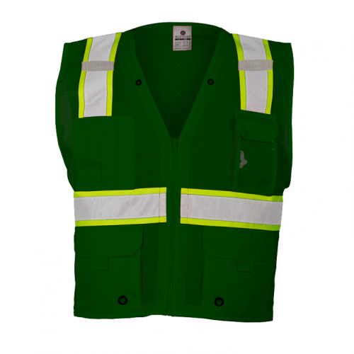 Enhanced Visibility Multi-Pocket Mesh Vest Green S/M