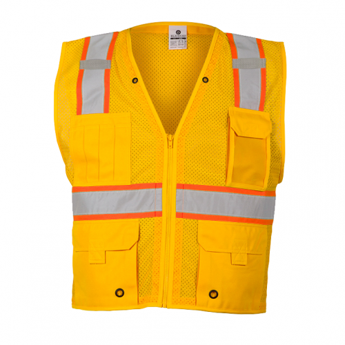 Enhanced Visibility Multi-Pocket Mesh Vest Yellow 4X-5X