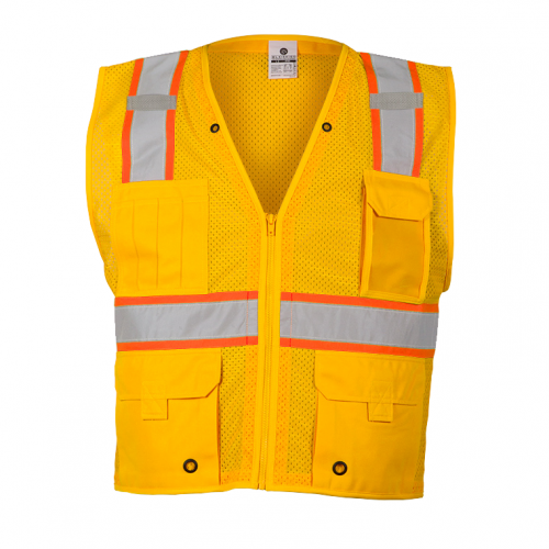 Enhanced Visibility Multi-Pocket Mesh Vest Yellow L-XL