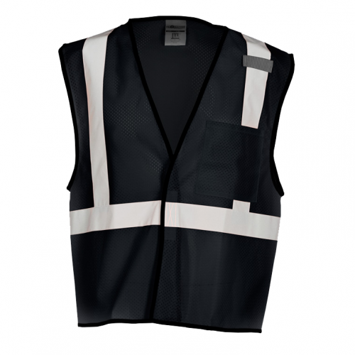 Enhanced Visibility Black Mesh Vest- L-XL