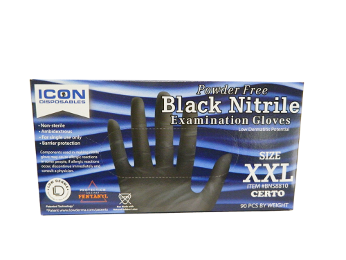 Icon Certo Black Exam Gloves - 2EXTRA LARGE