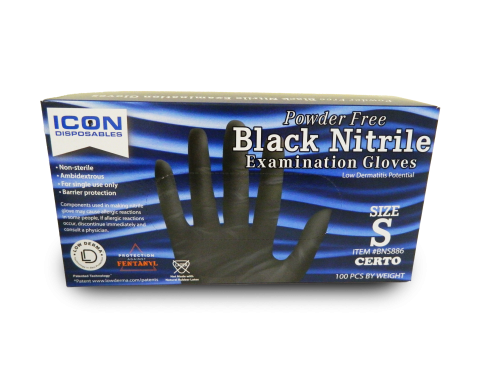 Icon Certo Black Exam Gloves - SMALL