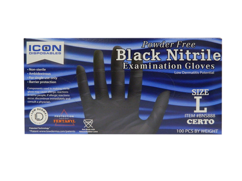 Icon Certo Black Exam Gloves - LARGE