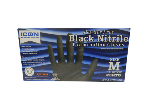 Icon Certo Black Exam Gloves - MEDIUM