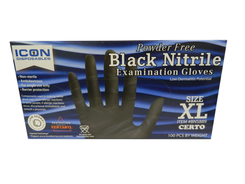 Icon Certo Black Exam Gloves - EXTRA LARGE