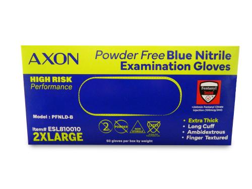 Excel Axon Blue Nitrile Exam Gloves - 2XLARGE