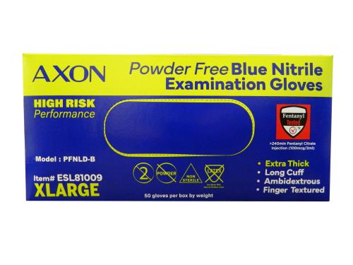 Excel Axon Blue Nitrile Exam Gloves - XLARGE
