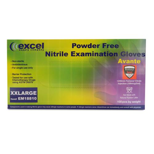 Excel Blue Exam Nitrile Powder-Free Gloves 100 Per Box 2XL