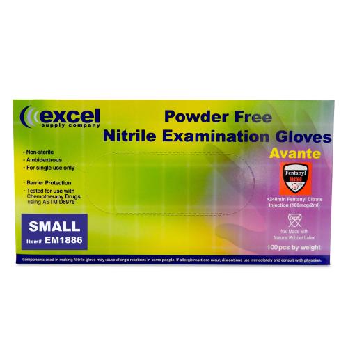 Excel Blue Exam Nitrile Powder-Free Gloves 100 Per Box SMALL