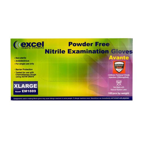 Excel Blue Exam Nitrile Powder-Free Gloves 100 Per Box XLARGE
