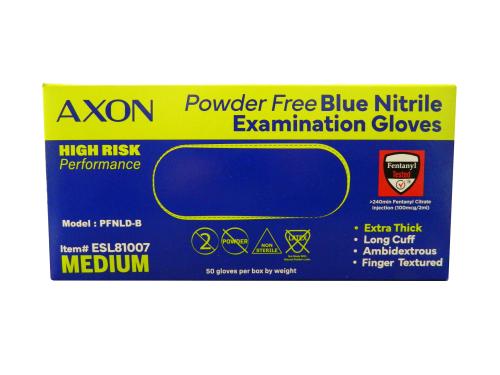 Excel Axon Blue Nitrile Exam Gloves - MEDIUM