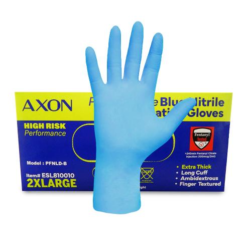 Excel Axon Blue Nitrile Exam Gloves - 2XLARGE