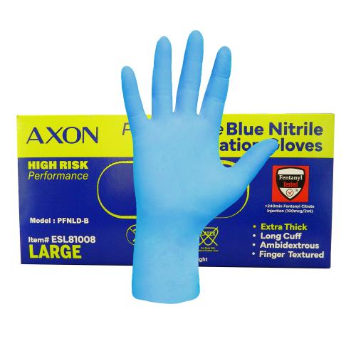 Excel Axon Blue Nitrile Exam Gloves - LARGE