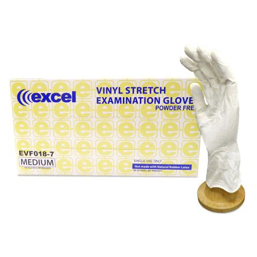 Excel Stretch Vinyl Powder-Free Exam Gloves Medium