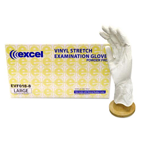 Excel Stretch Vinyl Powder-Free Exam Gloves Large