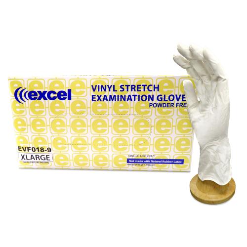 Excel Stretch Vinyl Powder-Free Exam Gloves Extra-Large