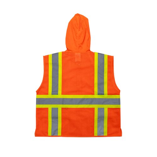 HM7038C-2 - Hooded Mesh Sleeveless Vest - ORANGE