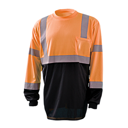 *Black Bottom Wicking Birdseye Long Sleeve Shirt Orange 3X