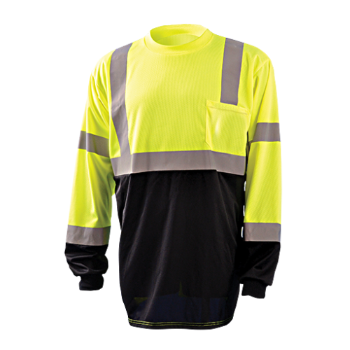*Black Bottom Wicking Birdseye Long Sleeve Shirt Yellow 5X