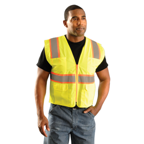 *High Visibility Classic Mesh Two-Tone Surveyor Safety Vest, 4X, Yellow