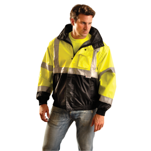 *Premium Four-Way Black Bottom Bomber Jacket Yellow Small