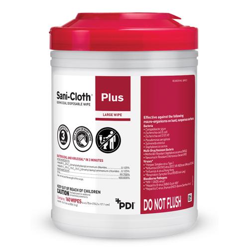 PDI Sani-Cloth Plus Germicidal Dispoable Wipes Large 160 Count Canister