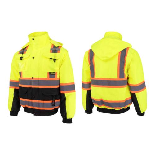 Radians SJ511B Class 3 Hi-Vis Hooded Bomber Jacket with Removable Sleeves - 5XL