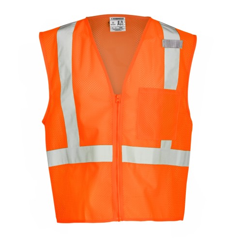 Zipper Front 1-Pocket Safety Vest - Orange