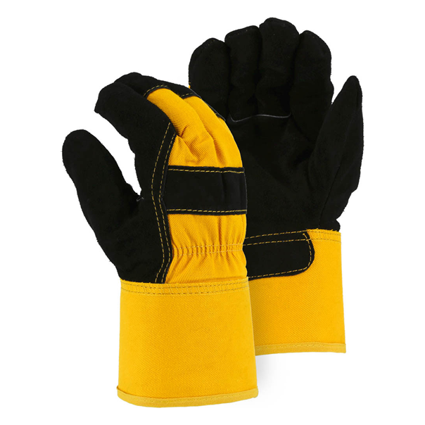 1602 (Pile Lined Split Cowhide Black/Yellow)