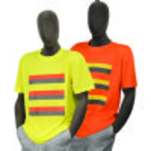 75-5011/75-5012 Premium Birdseye Mesh Short Sleeve T-Shirt w/ Horizontal Stripes