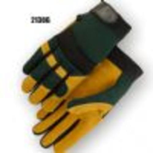 2130G (Gold Brushed Pigskin Palm, Green Stretch Knit Back)
