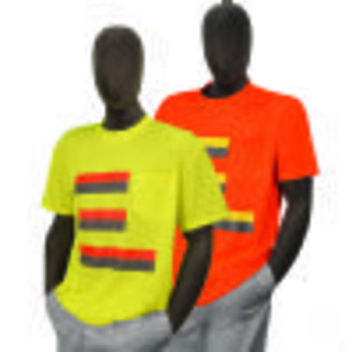 75-5023/75-5024 50/50 Cotton Poly Short Sleeve w/ Horizontal Stripes & Pocket