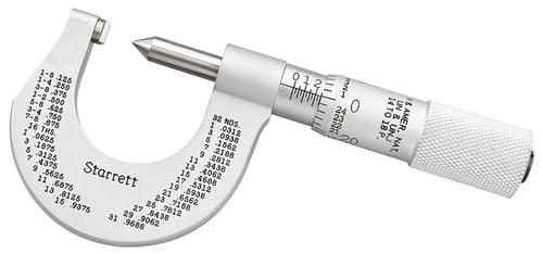 Starrett 56161 SCREW THREAD MICROMETER 1'' 14-18 TPI