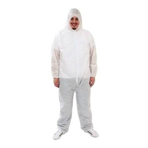 White 1.6oz PP/PE Keystone Safety Serged Seam EWA Collared Disposable Coverall 3X-Large