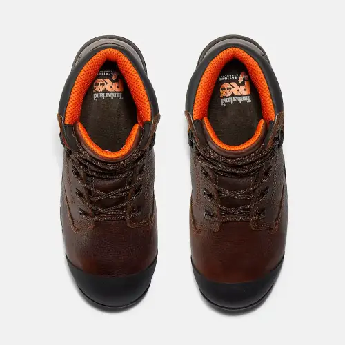 Top view of Timberland PRO TB089697214 steel toe work boot with padded collar