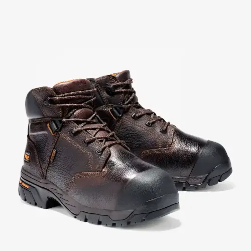 Timberland PRO TB089697214 brown steel toe work boot with slip-resistant outsole