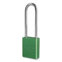 Anodized Aluminum Safety Padlock, 1/4 in dia, 3 in L, 25/32 in W, Green, Keyed Alike