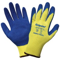 Gripster - Seamless fiber shell, flat dipped blue etched rubber coating gloves