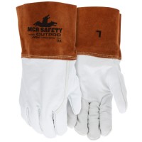 Leather Welding Work Gloves Cow Grain Leather, Cuff Lined and Sewn with ARX Cut Resistant Material, Large