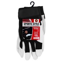 Hot Rod Gloves  - Top grain goatskin, spandex on backside, split/rough side out reinforced palm, reinforced thumb, elastic cuff with Hook & Loop closure 