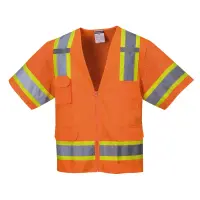 US373 - Aurora Hi-Vis Contrast Executive Vest S/S Orange